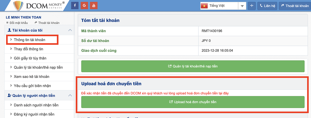 Chuyển tiền từ Nhật về Việt Nam thông qua dịch vụ DCOM